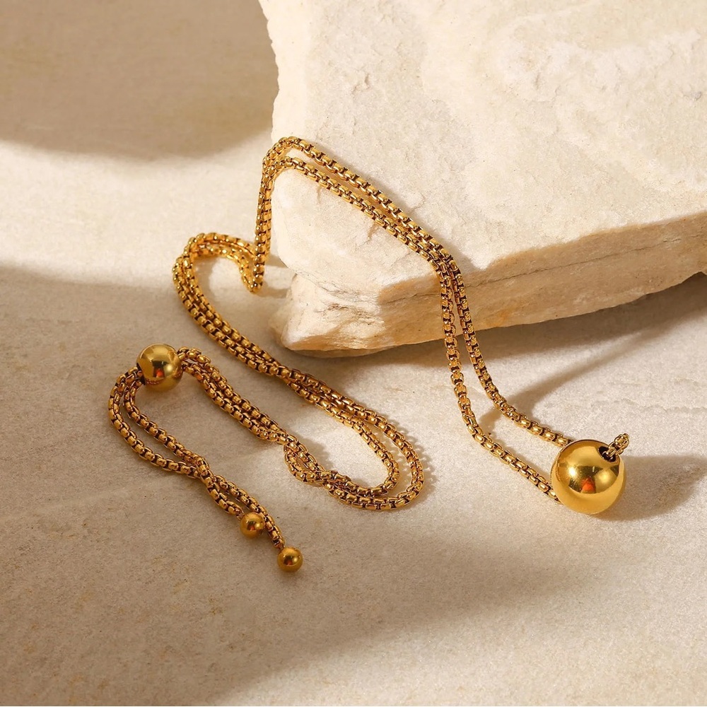 ◾️18k Gold Plated Ball Pendant Necklace Chain